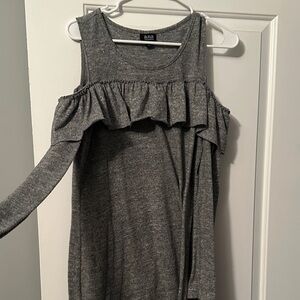 a.n.a Charcoal One Shoulder Ruffle Dress